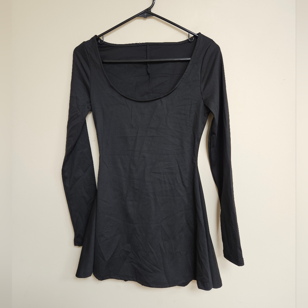 Dolls Kill Sugar Thrillz Black Fitted Mini Dress Long Sleeve Sleek